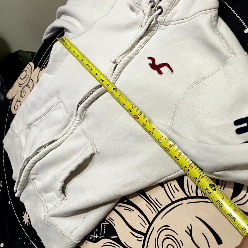 Hollister Hoodie Men's XL White Full-Zip Performance Gym Running Fleece-Lined - Picture 8 of 9